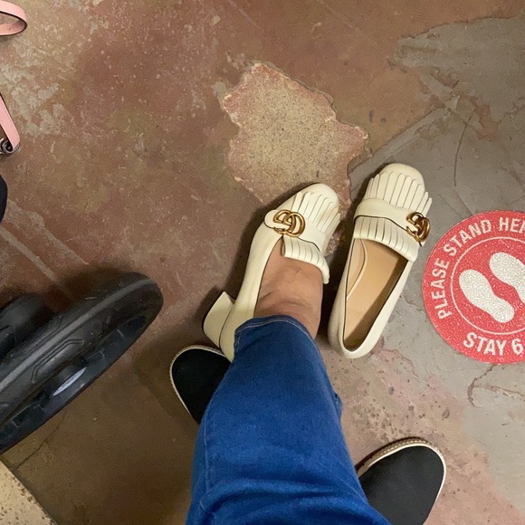 Leather mid-heel pump ivory 7.5 - Picture 8 of 9